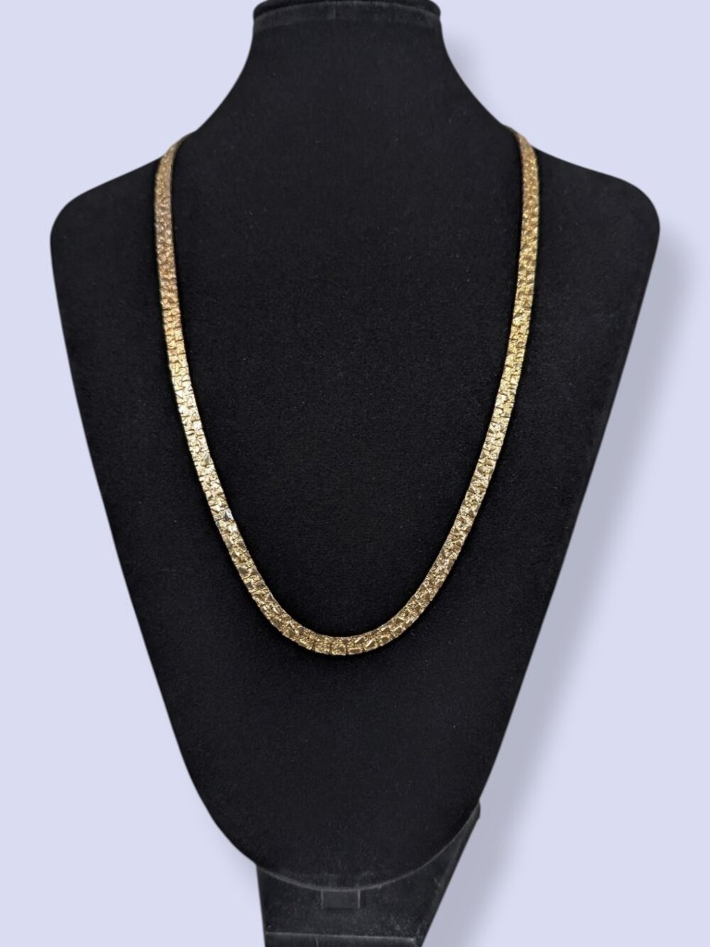 Vintage Reversible Nugget Texture Herringbone Chain Necklace